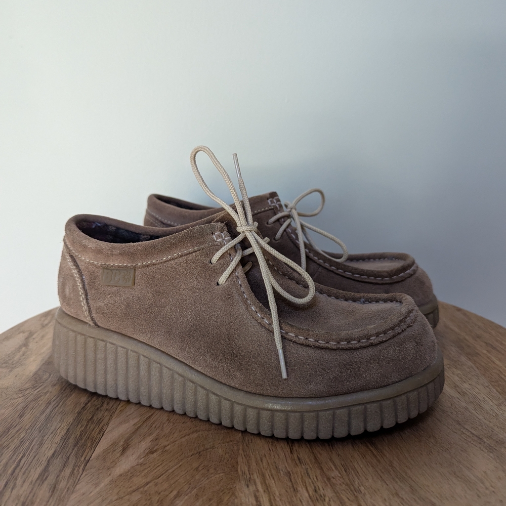 BC Footwear Tan Suede Loafers with Moccasin Design and Ribbed Sole